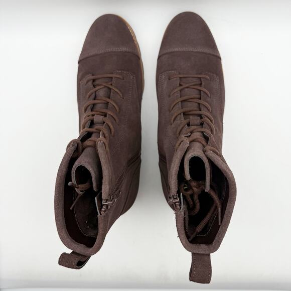 VIONIC Womens Lani ll Combat Boot US 8 Wide Brown Suede Water Repellent NWOB - Picture 9 of 11